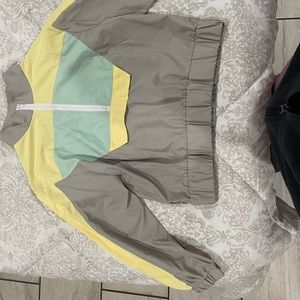 Contrast panel sports anorak jacket from shein